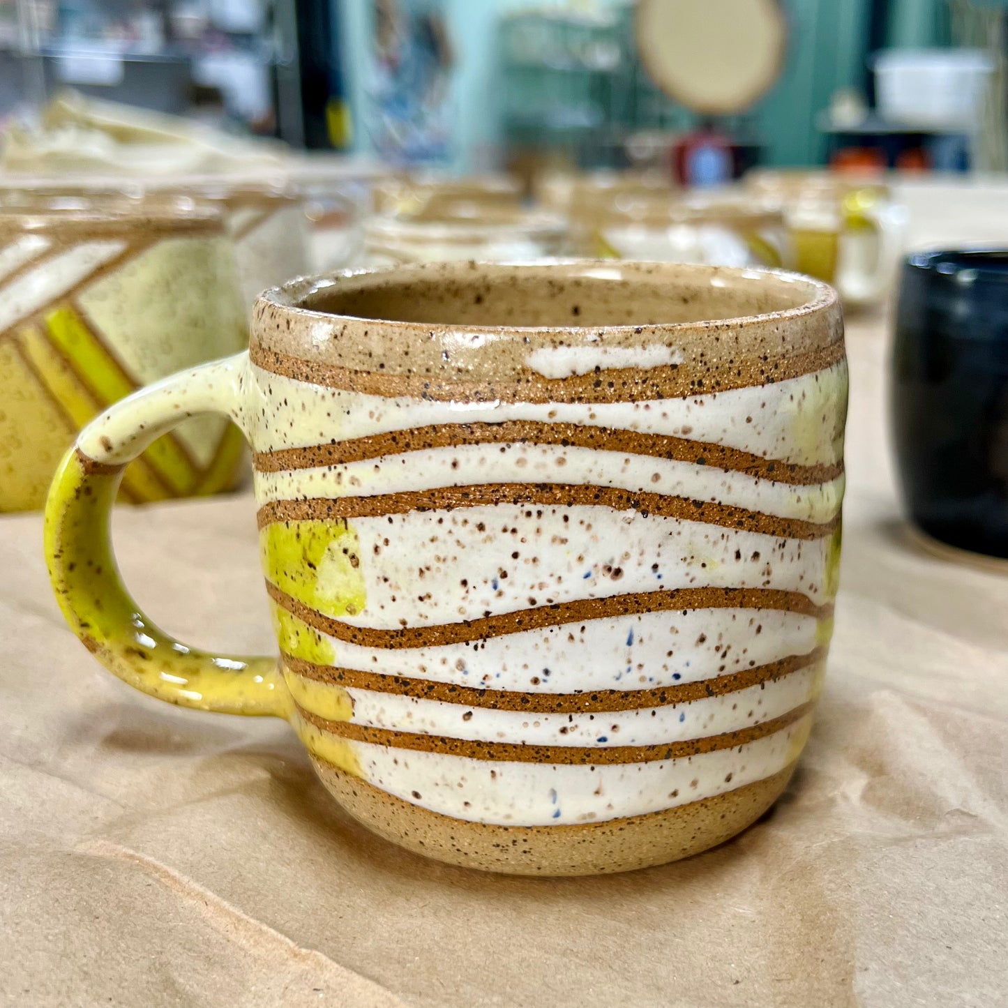 Rustic Hand-Glazed Stoneware Mug #1 - Spring test Tile Design | Ariella Ceramics