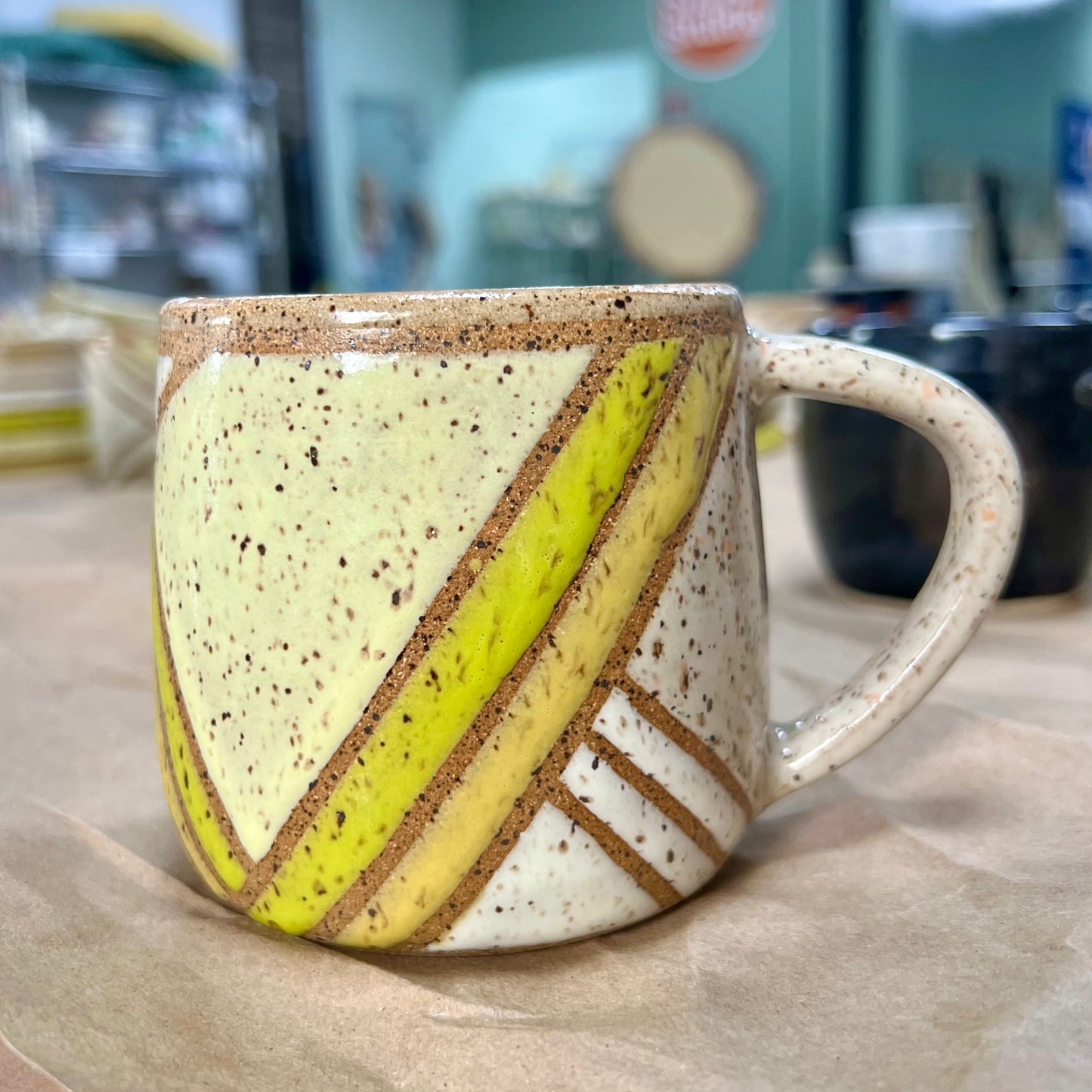 Rustic Hand-Glazed Stoneware Mug # 10 - Spring Test Tile Design | Ariella Ceramics