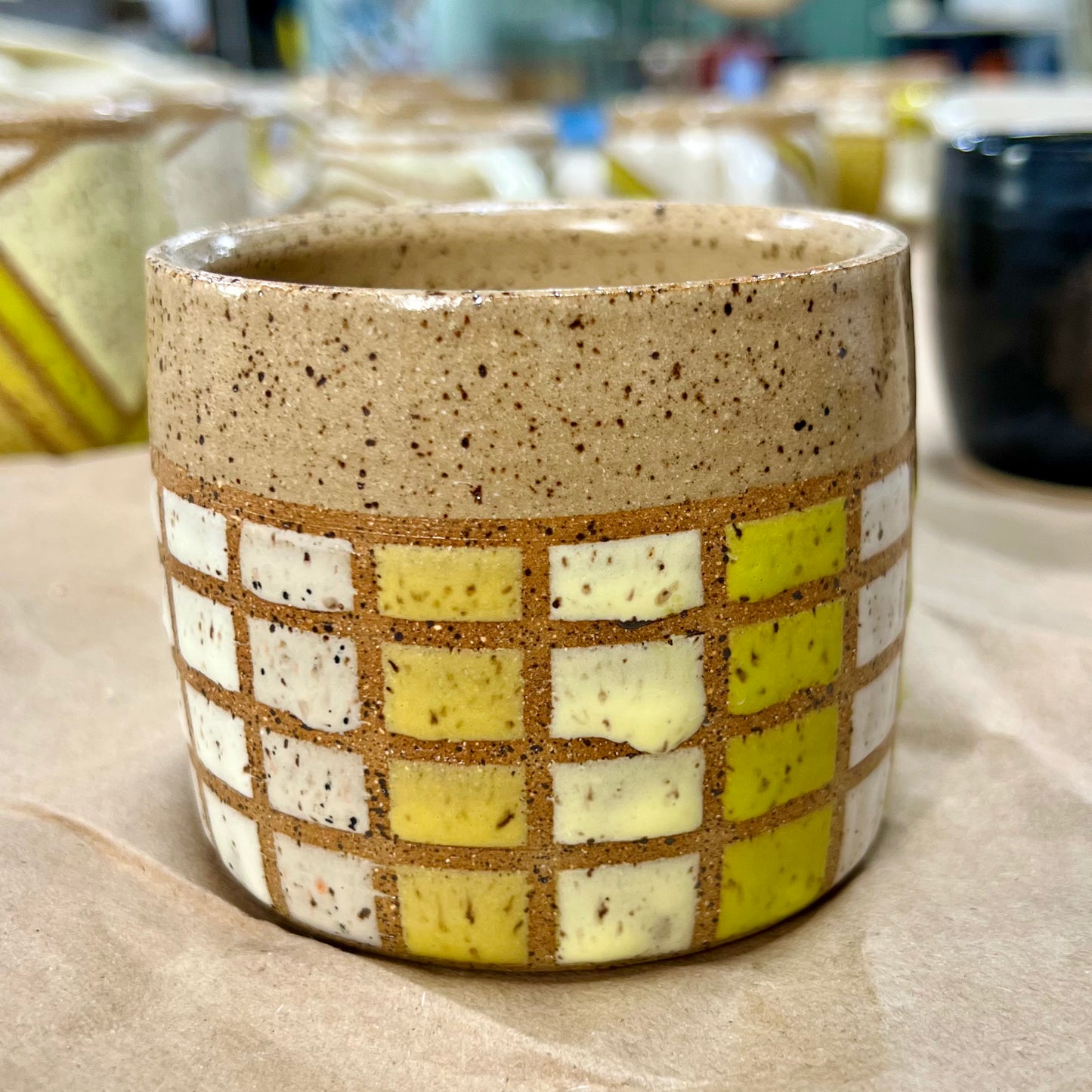Rustic Hand-Glazed Stoneware Mug 2 - Spring Test Tile Design | Ariella Ceramics