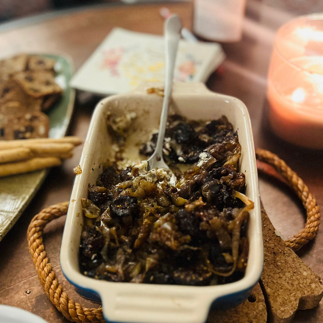 Caramelized onions, fig and goat cheese appetizer