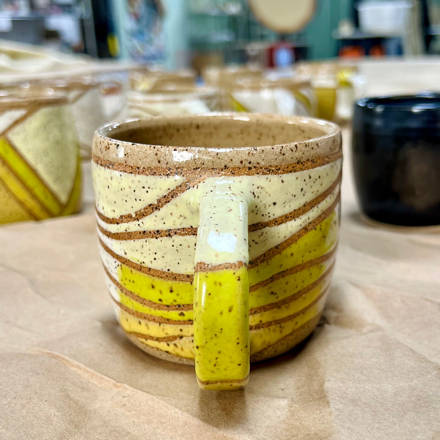Rustic Hand-Glazed Stoneware Mug #1 - Spring test Tile Design | Ariella Ceramics