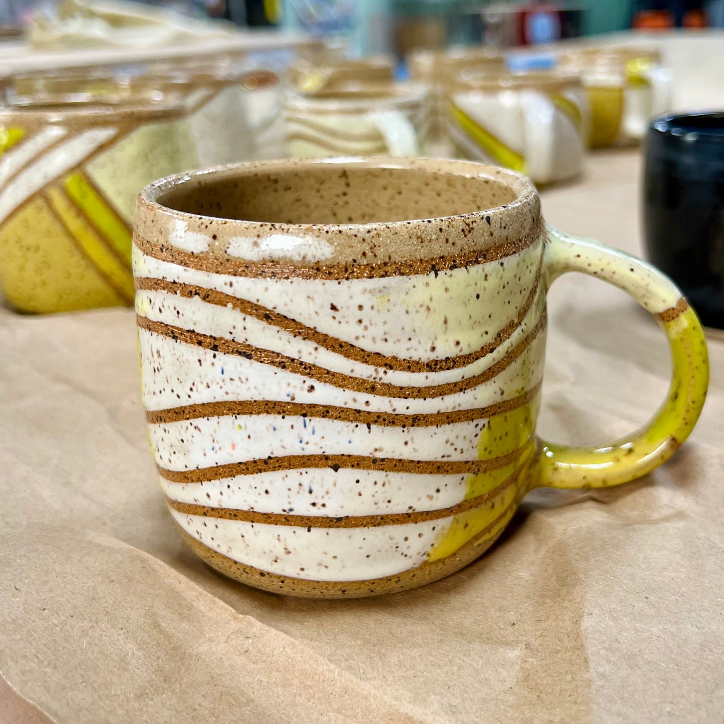 Rustic Hand-Glazed Stoneware Mug #1 - Spring test Tile Design | Ariella Ceramics