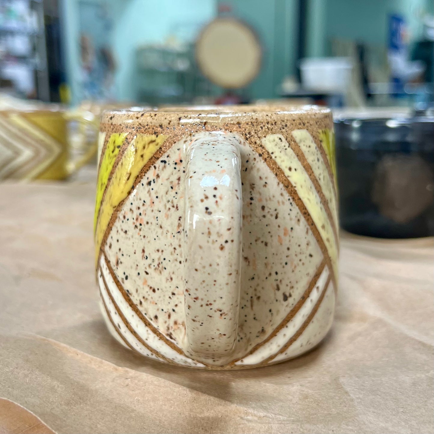 Rustic Hand-Glazed Stoneware Mug # 10 - Spring Test Tile Design | Ariella Ceramics