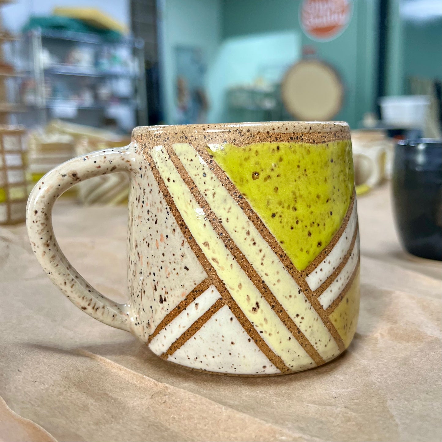 Rustic Hand-Glazed Stoneware Mug # 10 - Spring Test Tile Design | Ariella Ceramics