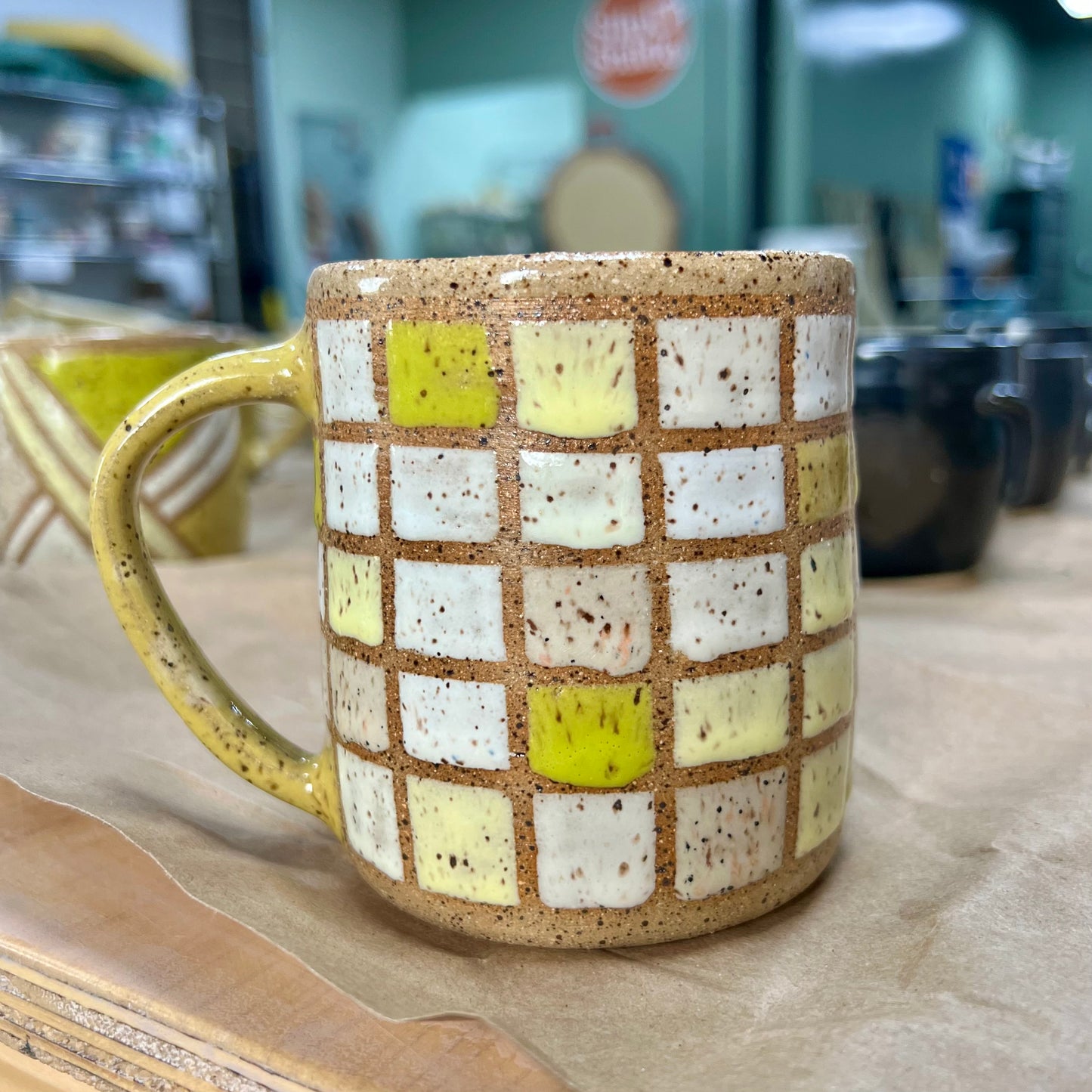 Geometric Hand-Painted Stoneware Mug 11 - Spring Test Tile Series | Ariella Ceramics