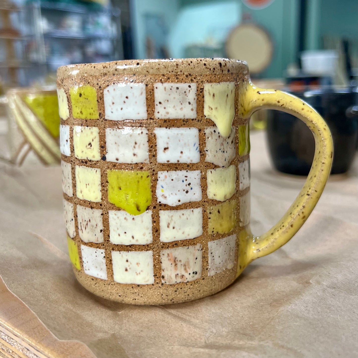 Geometric Hand-Painted Stoneware Mug 11 - Spring Test Tile Series | Ariella Ceramics