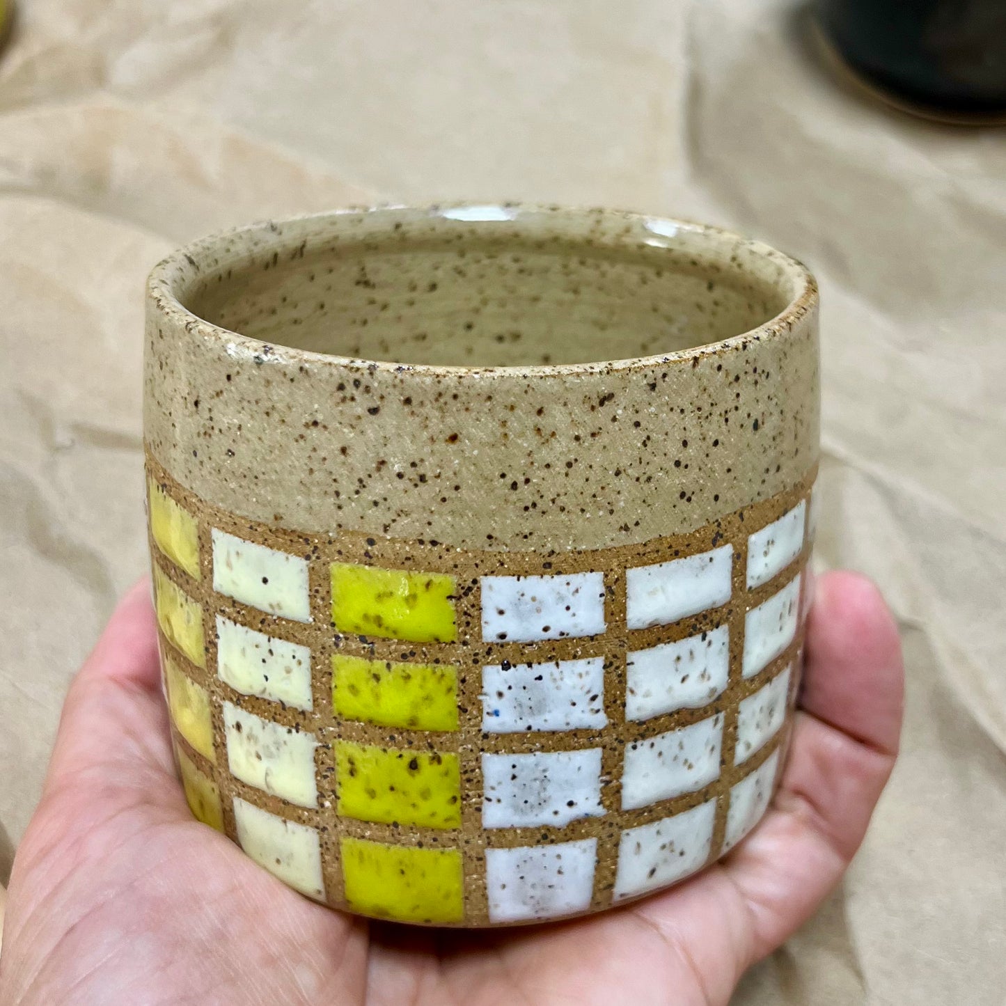 Rustic Hand-Glazed Stoneware Mug 2 - Spring Test Tile Design | Ariella Ceramics