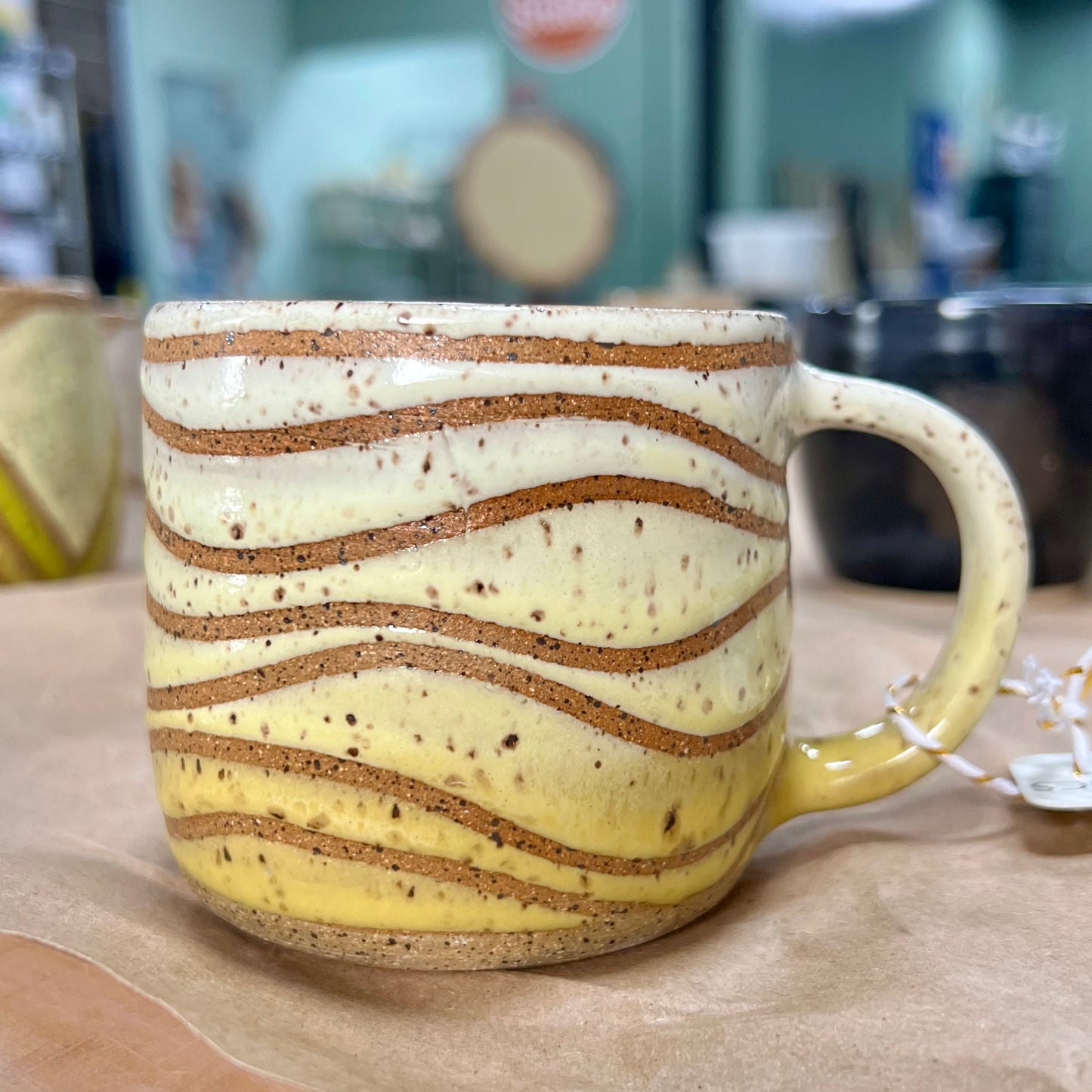 Rustic Hand-Glazed Stoneware Mug #7 - Spring Test Tile Design | Ariella Ceramics