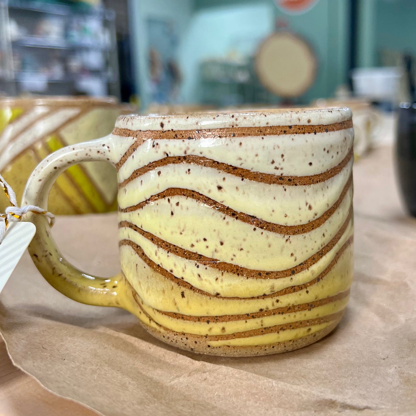 Rustic Hand-Glazed Stoneware Mug #7 - Spring Test Tile Design | Ariella Ceramics